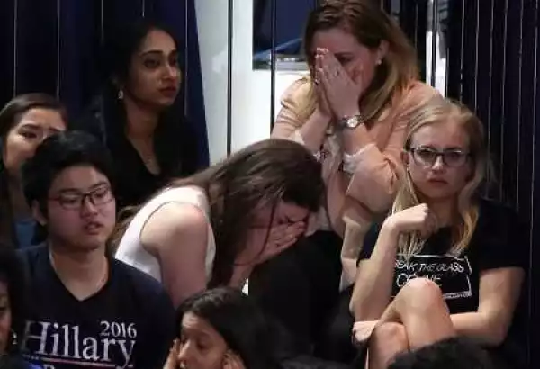 Hillary Clinton Supporters Weep Bitterly as Donald Trump Shocks the World to Become U.S President (Photos)